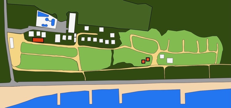 大淀西海岸ムーンビーチキャンプ場　バーベキュー場の地図
