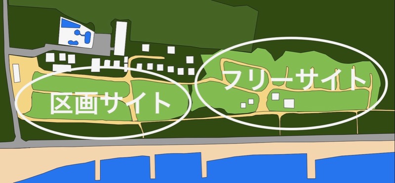 大淀西海岸ムーンビーチキャンプ場　サイト地図